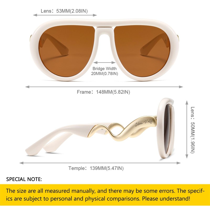 SHEEN KELLY Oversized Trendy Polarized Aviator Sunglasses for Women Men