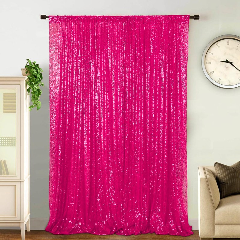 Sequin Backdrop Curtain Hot Pink Photo Backdrop 4FTx7FT Sequin Backdrop