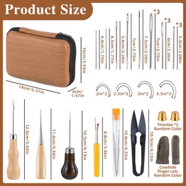 Mnuizu Leather Repair Sewing Kit Leather Stitching Kit, 40 Pieces Leather Working Kit - Waxed Thread, Sewing Awl, Leather Sewing Needles - Perfect for Adult Leather Craft DIY & Upholstery Repair