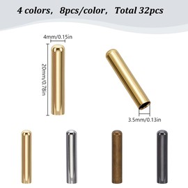 HOBBIESAY 32Pcs Shoe Laces Tips 4 Colors Metal Shoelace Tip Head 20mm Long Shoe Lace Replacement Tip Flat Head Aglets Tips for DIY Clothes Lace Shoes Repairing Hole:3.5mm