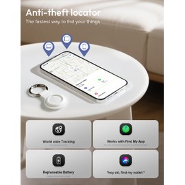 Spotelo Air Tag Tracker Works with Apple Find My(iOS Only), Smart Bluetooth Tracker for Key, Luggage, Handbag and More, Over 1 Year Battery Life Item Finder and Anti-Scratch Cover(1 Pack, White)