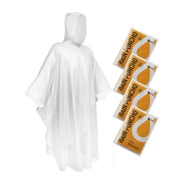 SaphiRose Disposable Rain Ponchos Emergency Clear Poncho (4 pack, Clear)