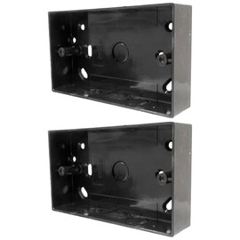2 x Black Pattress Box Double 32mm PVC Surface 2 Gang with Lnockouts for 20mm Conduit and 25x16mm Mini Trunking