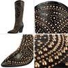 iiimmu Knee High Boots Women Black Pointed Toe and Chunky