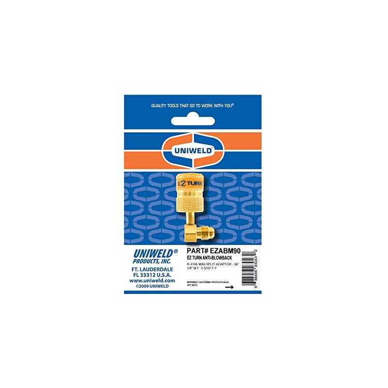 Uniweld EZABM90 Ez-Turn® Anti-Blowback R410a Mini Split Adapter, 1/4" M.F.