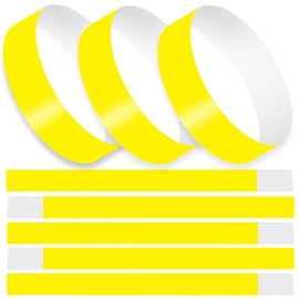 Disposable Wristbands for Events 100 Sheets Fluorescent Synthetic Paper Waterproof Tear Resistant Music Live Club Sports Event Festival Party Amusement Park 14 Colors Available BEIHOO (100 Count, Yellow)