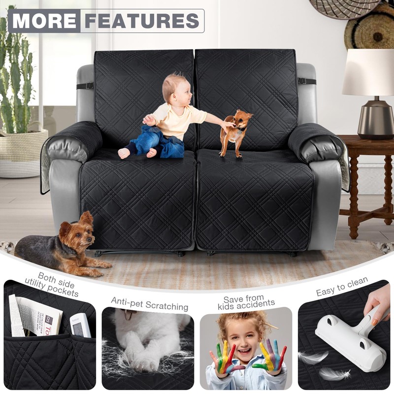TAOCOCO 100% Waterproof Oversized Loveseat Recliner Cover, Non Slip Split
