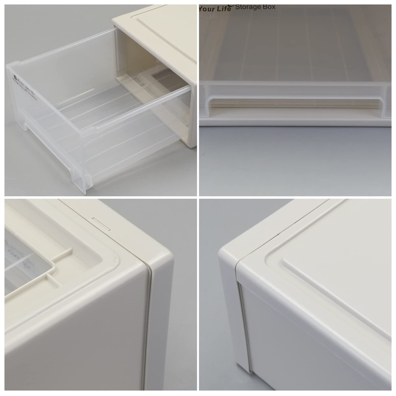 Obstnny Plastic Storage Drawer Unit, Stacking Storage Bin, 2 Packs,