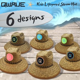 Qwave Kids Straw Lifeguard Hat - Youth Straw Hat for Boys, Girls, Teens, Petite Women – Summer Beach Sun Hat for Tomboys - Pink & Peach
