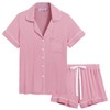 Joyaria Womens Soft Button Down/Up/Front Top Pajama/Pj Set Sleepwear Loungewear(Dusty