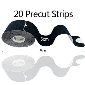 Pre-Cut Y Kinesiology Tape, Elastic Sports Tape Used to Prevent Muscle Damage, Protect Joints, and Relieve Muscle Pain, 20 Pieces of Pre-Sliced 5cm*5m Medical Tape.(Black)