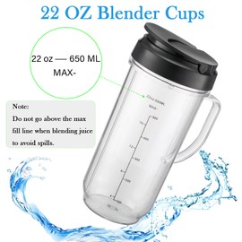 For Magic Bullet Blender Cups and Blade, Tall 22oz Cup with Flip Top To-Go Lid, Cross Blade, Blender Replacement Parts, Mug with Handle Compatible with Magic Bullet 250w MB1001 with cleaning brush