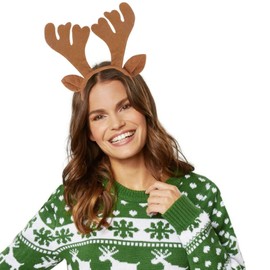 Hatstar XXL Reindeer Elk Antlers Headband Deer Headband with Ears Accessory Christmas and Santa Claus Hair Accessories for Fancy Dress or Carnival Headpiece for Women, Men and Children