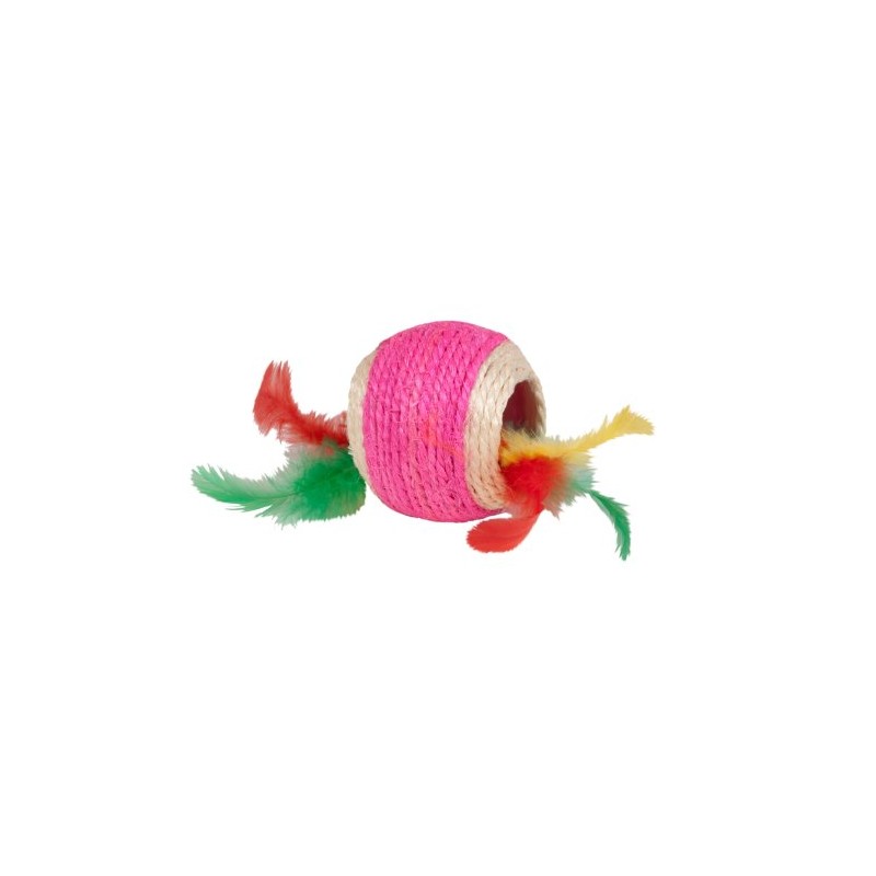 Boss Pet Chomper Kylie's Brites Feather Jute Ball Toy with