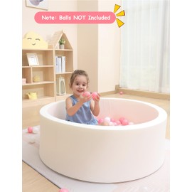 Baby Ball Pit for Toddlers, 35.4"x 11.8" Foam Ball Pit for Kids, Soft Round Ball Pool for Baby, Indoor and Outdoor Playpen, Ideal Gift for Children, White, (Balls not Included)