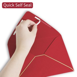 A7 Red Envelopes 5 x 7 With Gold Border,- 50 Pack,For 5x7 Cards| Quick Self Seal| Perfect for Weddings, Invitations, Photos, Graduation, Baby Shower| Thick Luxury paper|5.25 x 7.25 Inches