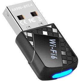 2in1 USB Bluetooth WiFi Adapter, 900Mbps Wi-Fi 6 Bluetooth 5.4 Dongle, Driver Free 2.4GHz/5GHz, 802.11AX, Wireless Computer Network for Desktop Laptop PC, Compatible with Windows11/10