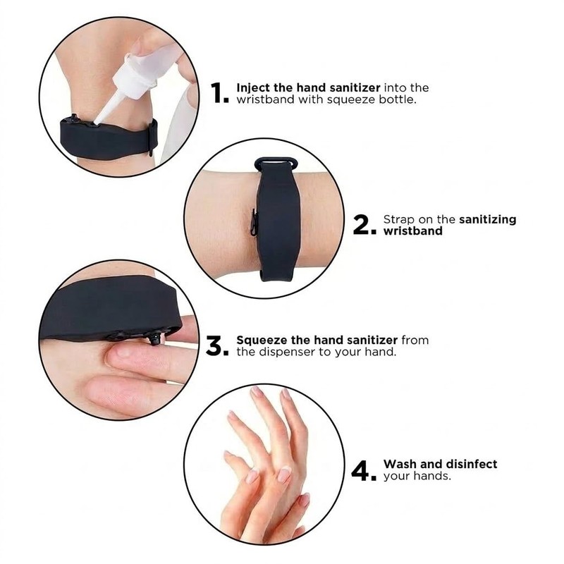 C Compressa SaniStrap Silicone Hand Sanitizer Wrist band, Refillable Travel