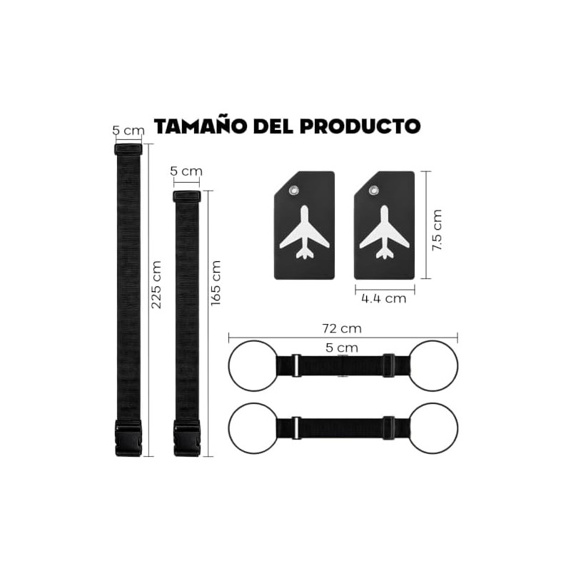 Juego de Correas de Equipaje(Negro)