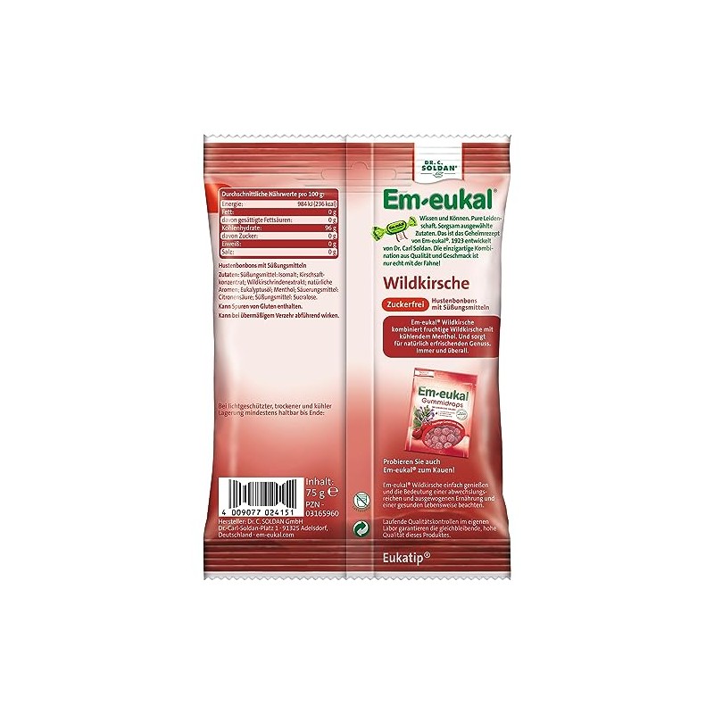 Em-eukal Wild Cherry sugar free 75g
