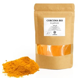 ERBOTECH Turmeric Organic Powder, 200 g, 100% Pure and Organic, No Added Allergens, GMO-free, Vegan & Gluten Free