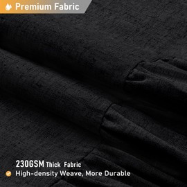 BTTN Extra Long Linen Shower Curtain - 72x96 Inch Long Shabby Chic Heavy Duty Fabric Shower Curtain Set with Ruffle Hem, Tall Farmhouse Vintage Country Cloth Shower Curtains for Bathroom - Black