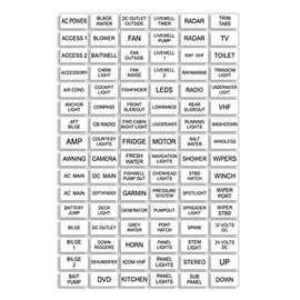 White Marine Boat Dash Board Switch Instrument Panel Decal Sticker Labels Sheet Light Switch Fuse Description Button Boating Fishing Horn GPS LEDs Motor CD Radio Blower Fan Port