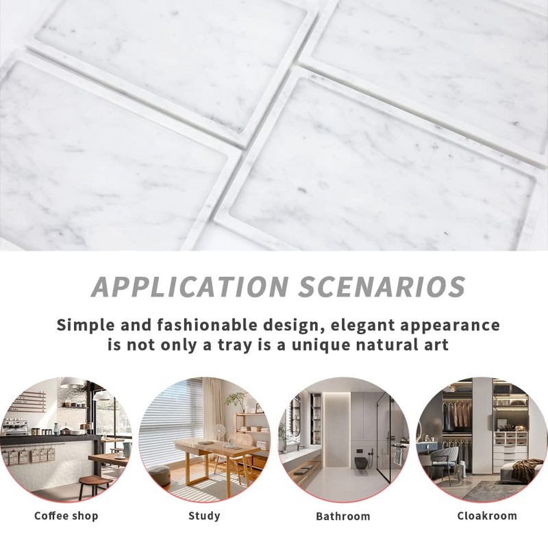 100% Natural Marble Serving Tray Luxury Marble Storage Tray for