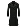Lars Amadeus Men's Black Overcoat Notch Lapel Double Breasted Long