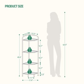 Hzuaneri Corner Shelf Stand, Glass Bookshelf Bookcase, Bathroom Organizer, Plant Stand, Steel Frame, Tempered Glass, Modern Style for Living Room, Bathroom, Kitchen, 4-Tier Golden CS90400G