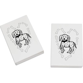 2 x 45mm 'Dog Paradise Surrounded by Bones' Erasers/Rubbers (ER00040344)