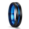 TIGRADE Titanium Ring 6mm 8mm Blue Centre Groove Wedding Band
