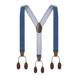 Grade Code Mens Button End Suspenders 49 Inch Y-Back Adjustable Elastic Tuxedo Suspenders, Light Blue, L