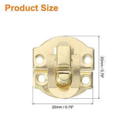 sourcing map 4Set Retro Toggle Hasp Latch, Vintage Duckbilled Iron Latch Decorative Hasp Latch Hardware for Wooden Box Jewelry Box Cabinet Suitcase (20x20mm, Gold)
