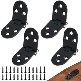 Pack of 4 Hinge Black 180 Degree Stainless Steel Door Hinge Folding Hinge with Screws Connector, Hinge Tape, Small Folding Door Hinges Fitting, Furniture Hinge for Cabinets, Folding Tables