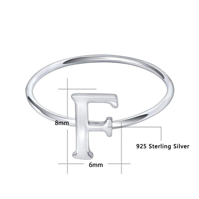 AoedeJ 925 Sterling Silver Stackable Initial Letter Rings Capital Letter