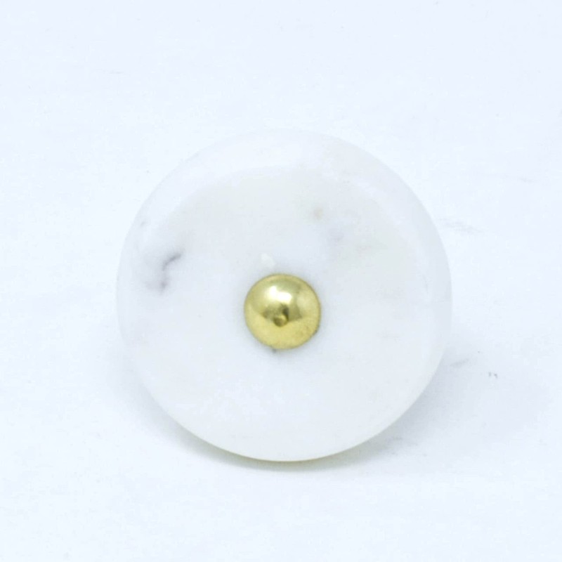 ARTISNO Round Stone Brass Knob Pull Handle Drawer Knob Furniture