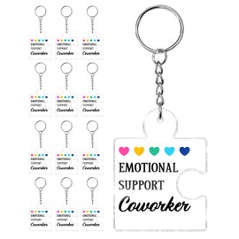 12 Pcs Appreciation Gifts Bulk for Coworkers Employees, Emotional Support Coworker Keychains, Office Cheer Gifts for Team Staff Work Bestie Colleagues, Motivational Acrylic Puzzle Piece Keychain