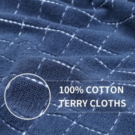 Homaxy Kitchen Towels and Dishcloths Set, 12 x 12 and 13 x 28 Inches, Set of 8 Bulk Cotton Terry Kitchen Towels Set, Checkered Designed, Soft and Super Absorbent Dish Towels, Navy Blue