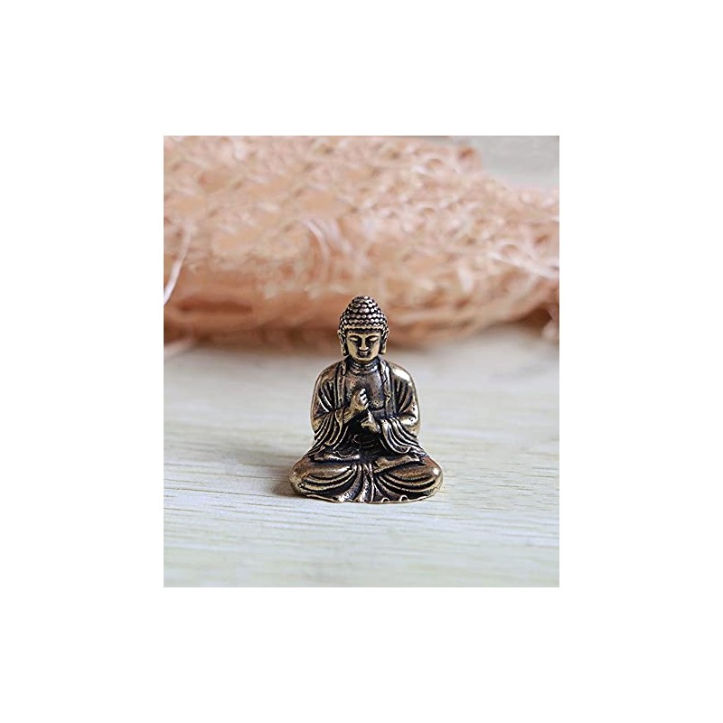 Crafts Mini Exquisite Buddha Sakyamuni Statue Brass Valuable Sculpture Meditating