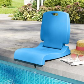 GYMAX Foldable Poolside Chairs for Edge of Pool, Portable Pool Chair with Handle, Drainage Hole, Lightweight Folding Flip Seat for Beaches, Camping, Fishing, Tailgating, Lawn (Blue,1)