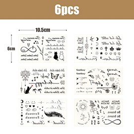 BHGT 6 Bl√§tter 120+pcs Tempor√§re Tattoos zum Aufkleben Schriftzug auf Deutsch Inspirierende Spr√ºche Fake Tattoo Schwarz Klebetattoos Aufkleber f√ºr Frauen M√§nner