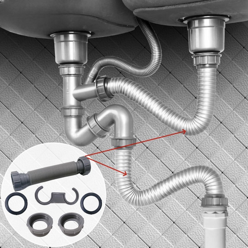 Sink Drain Pipe 1-1/2 inch Expandable Flexible Sink Drain Pipe