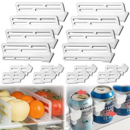16Pcs Fridge Divider set, 8 Bigger Refrigerator Dividers for Glass Shelves in Freezer Cupboard Cabinet Drawer, with 8 Smaller Adjustable Fridge Dividers for Fridge Door Organizer Grid Separator.