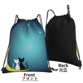 FURONGA Cute Cat Knapsack with Japanese Patterns, Gymsack, Rucksack, Sports Bag, Pool Bag, Backpack, Gymnastics Clothes, Large Capacity, Convenient Storage, Lightweight, Club Activities, Gym,