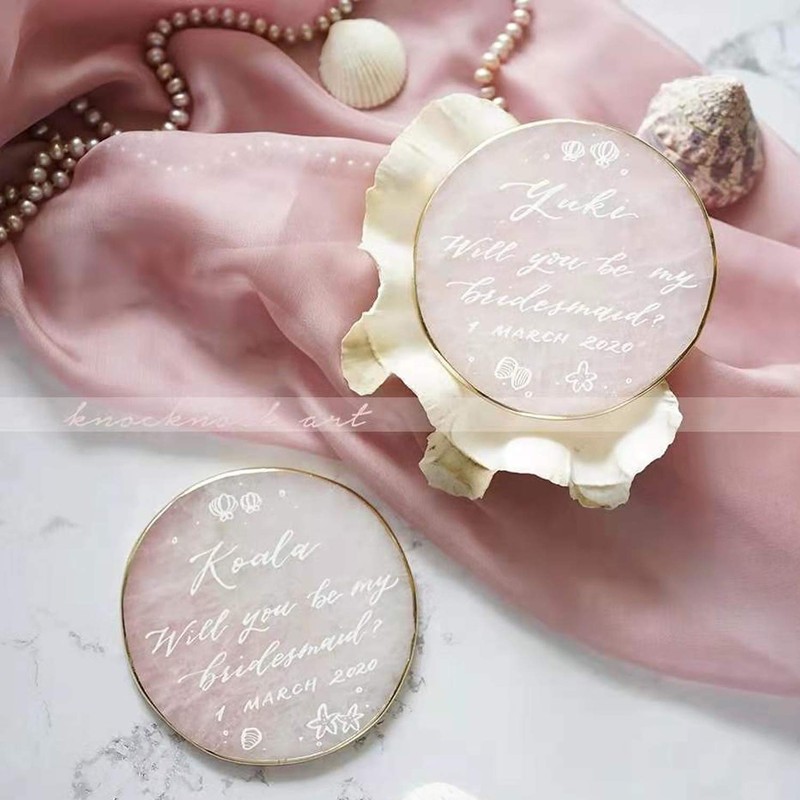 Rose Quartz Coaster Single with Stand (1Pcs),Pink Round Agate Coaster