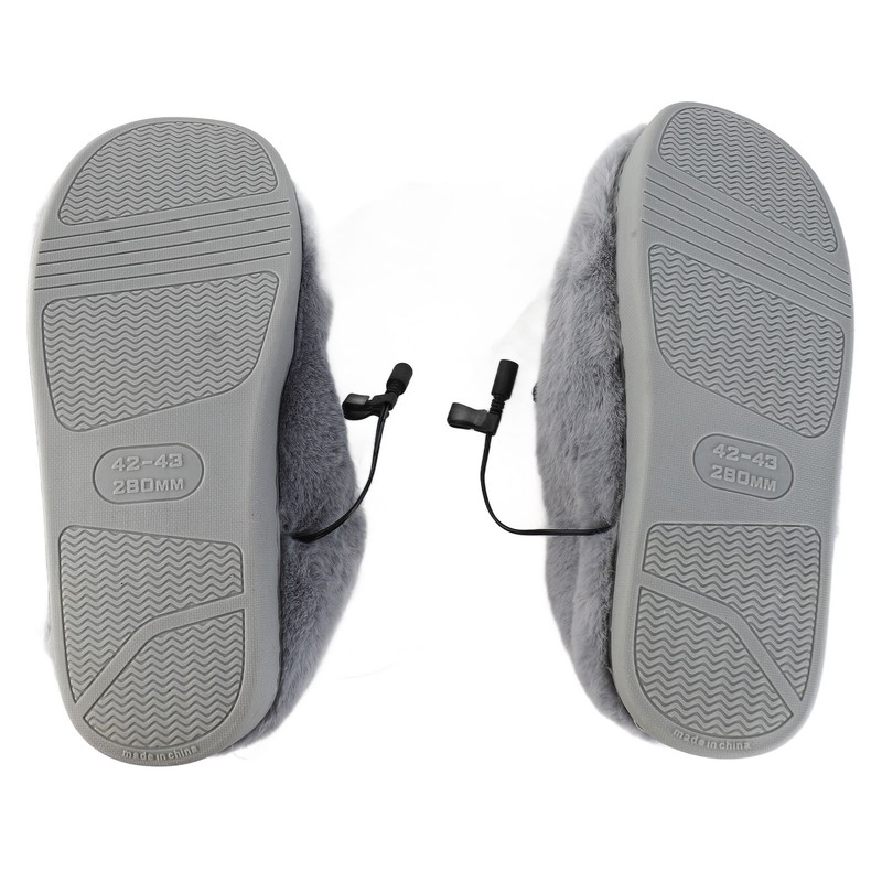 USB Heated Slippers Plush Temperature Adjustable Heating Slippers Anti Slip