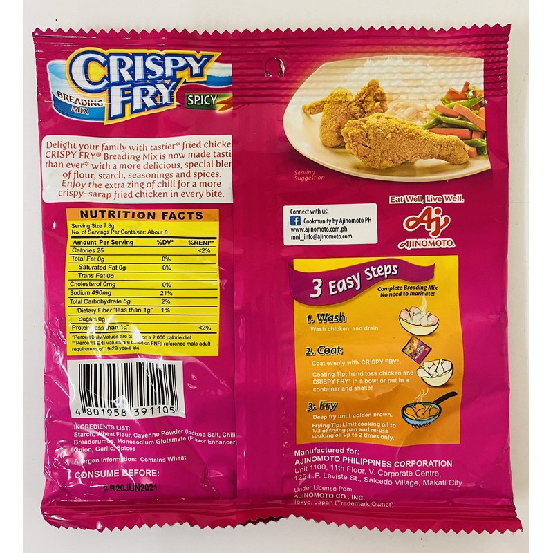 AJINOMOTO CRYSPY FRY SPICY Breading Mix 62g Crispy Fried Chicken