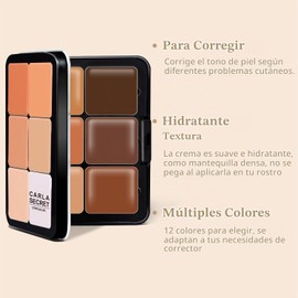 HOSAILY Paleta De Maquillaje Con 12 Tonos: Corrector En Crema, Base De Maquillaje, Contorno, Rubor, Iluminador, Corrector De Color, Base De Maquillaje De Larga Duración, A Prueba De Manchas, Fácil De