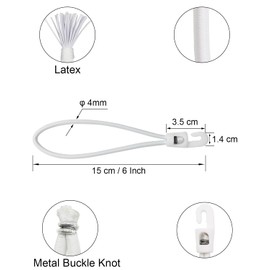 WMZOBH Small Bungee Cords with Hooks 6 Inch, 50 Pcs Short Heavy Duty Tarpaulin Bungees for Tarp, Camping, Tent (White)